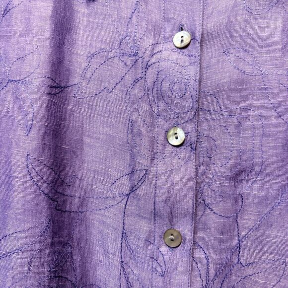 French Laundry Woman Purple Linen Silk Blend Button Up BlousePlus Size 2X - Picture 10 of 16